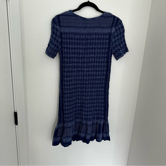 Summery Copenhagen Women's Celine Short Sleeve Dress Blue Houndstooth Size Small - Picture 10 of 12